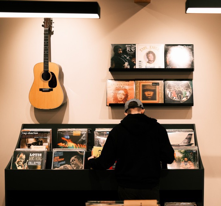 Inside of a music store