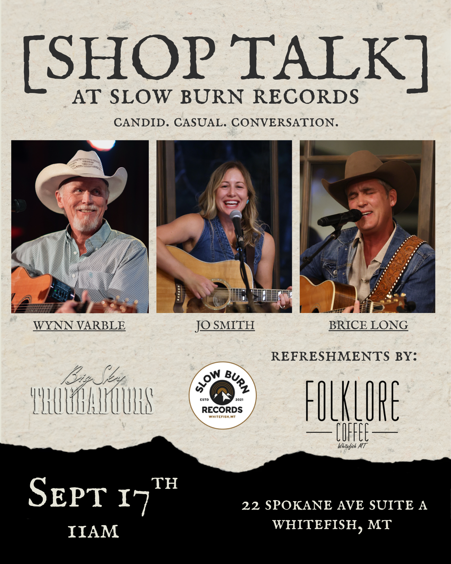 Brice Long Shop Talk flyer, September 17, 2026